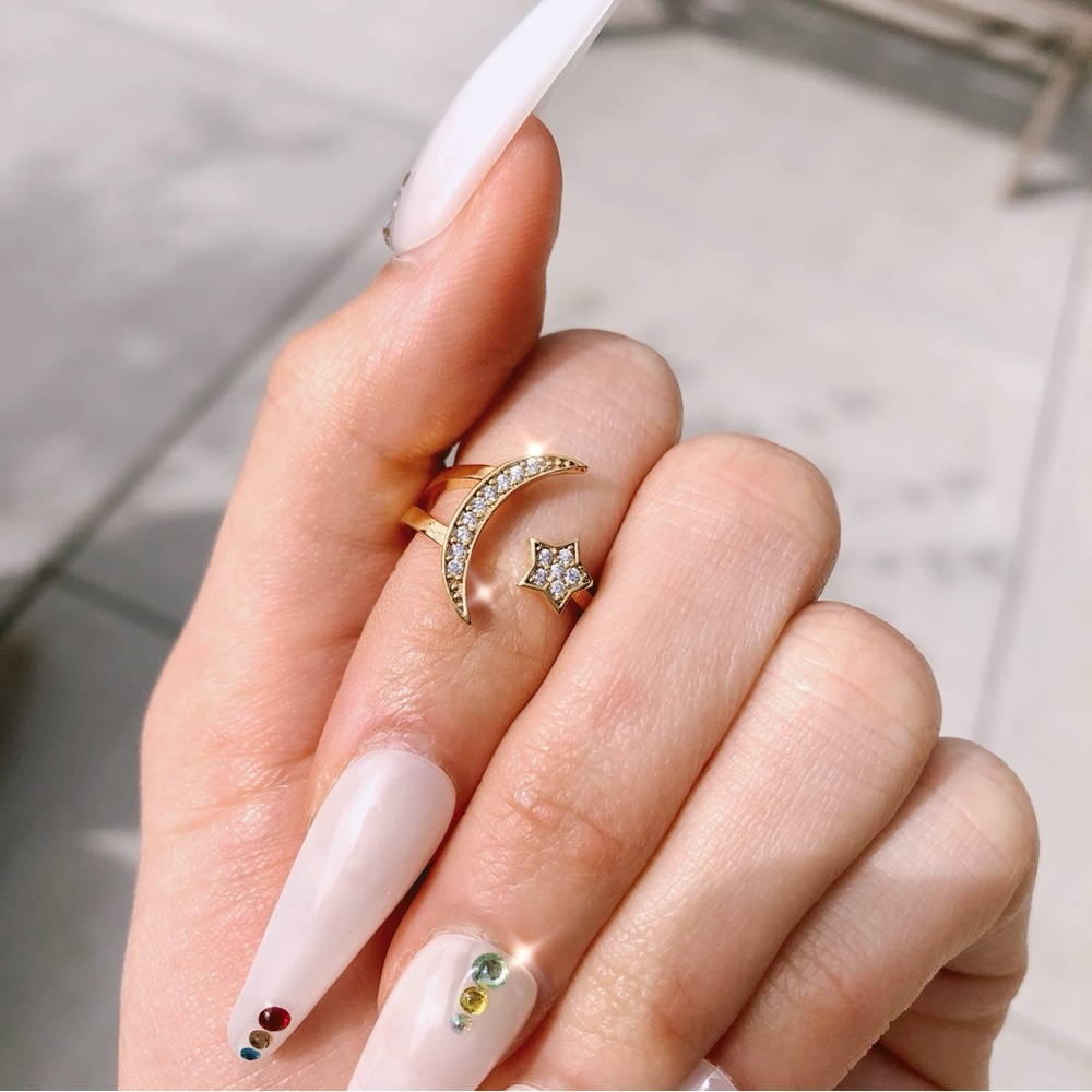 24k Gold Plated Crescent and Star Ring